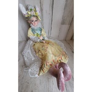 Cynthia Rowley Easter Bunny elf shelf sitter spring doll figurine unique home
